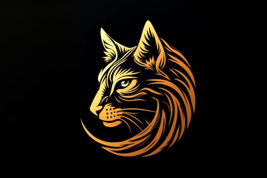 A striking cat logo features a golden feline with intricate detailing and a sleek design, ideal for businesses seeking a distinct and memorable image - Generative AI
