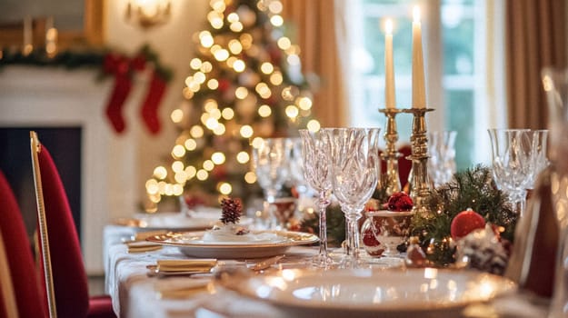 Country manor decorated for Christmas, Merry Christmas holiday idea