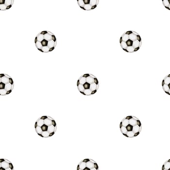 Football watercolor pattern. Seamless pattern of soccer balls on a white background. Ideal for children's and sports textiles, packaging