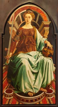Florence, Italy, January 4, 2024: Justice. Piero del Pollaiolo. Uffizi Gallery