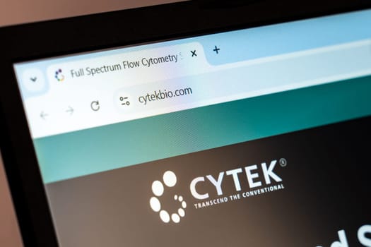 New York, USA - December 21, 2024: Cytek Biosciences website homepage displayed on laptop screen with logo. Advanced flow cytometry solutions for biomedical research and clinical diagnostics