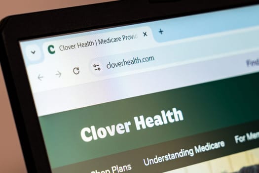 New York, USA - December 21, 2024: Website screenshot of Clover Health, a Medicare insurance provider offering healthcare plans and support for seniors