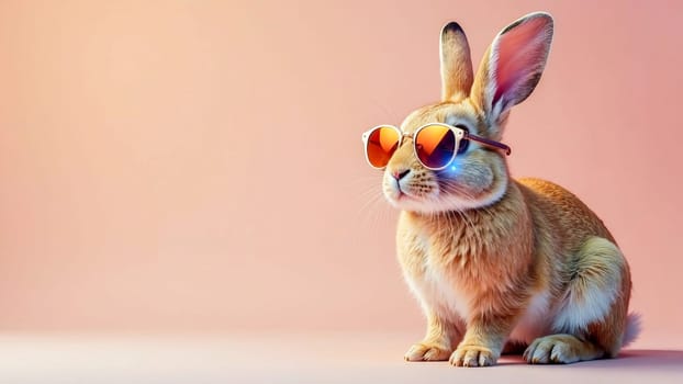Abstract Easter bunny wearing pink glasses.