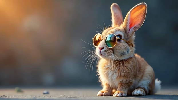 Abstract Easter bunny wearing pink glasses.