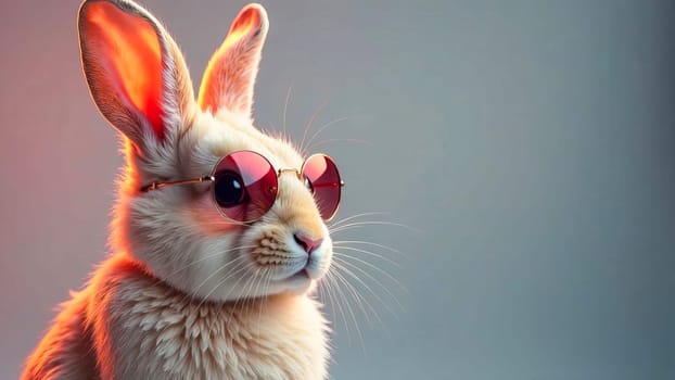 Abstract Easter bunny wearing pink glasses.