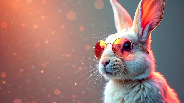 Abstract Easter bunny wearing pink glasses.