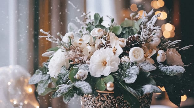 Country manor decorated for Christmas, Merry Christmas holiday idea