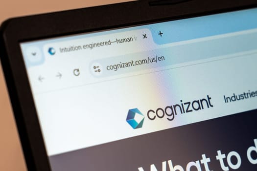 New York, USA - December 21, 2024: Cognizant website homepage displayed on laptop screen with logo. IT services and consulting company providing technology solutions for businesses