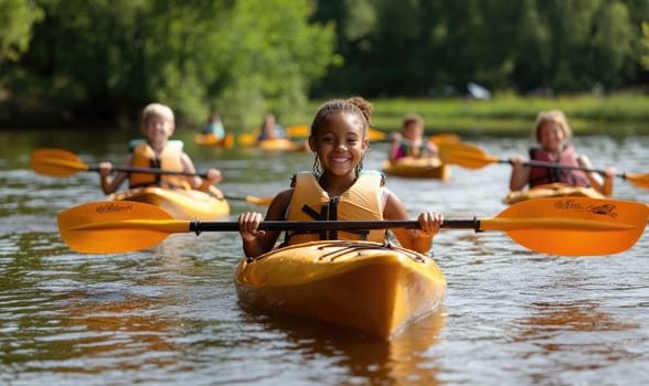 Canoe in serene wilderness: tranquil waters, picturesque landscape, outdoor adventure, scenic beauty, natural harmony, peaceful journey, lush surroundings, aquatic exploration, dyllic escape