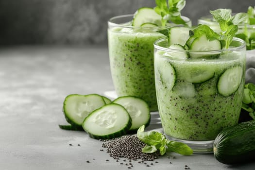 Green smoothie blend: fresh produce, vibrant nutrients, health boost, herbal infusion, fruit combination, vitamin-rich, antioxidant power, fiber-packed, rejuvenating drink, nutritious choice