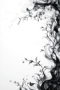 An Elegant organic lines create beautiful border with delicate leaves, perfect for minimalist design