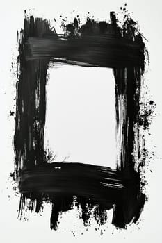 A Blank canvas with bold black brush strokes creating frame, inviting creativity and expression