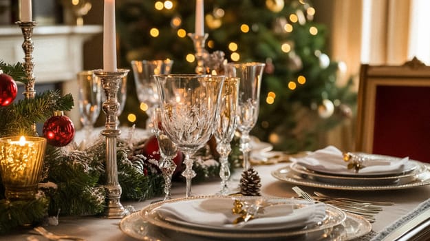 Country manor decorated for Christmas, Merry Christmas holiday idea
