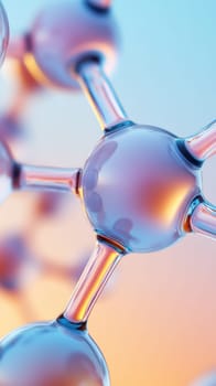 A close-up view of a molecular structure with interconnected spheres in soft pastel colors. This image symbolizes scientific innovation, research, and the intricate beauty of molecular science
