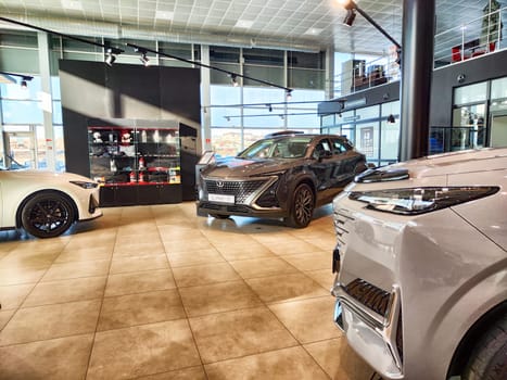 Krasnoyarsk, Russia - November 06, 2024: Beautiful Car in showroom of dealership Changan uni