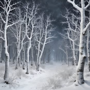 winter landscape forest trees snow. High quality illustration