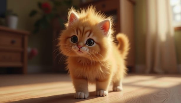 Close-up portrait of cute red kitten