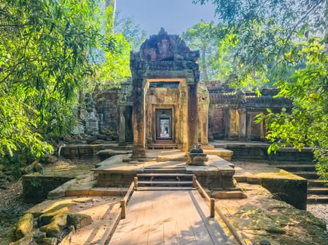 Ruin of ancient Ta Prohm Wat temple in Angkor, Cambodia