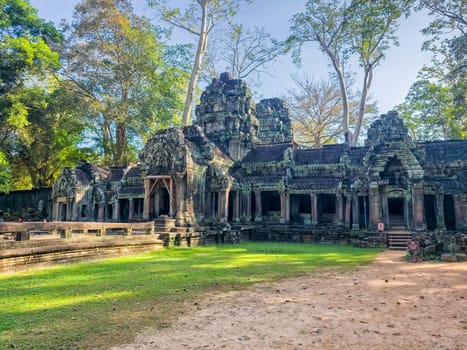 Ruin of ancient Ta Prohm Wat temple in Angkor, Cambodia