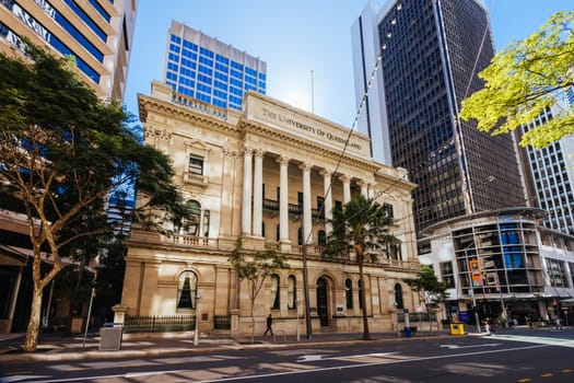BRISBANE, AUSTRALIA - JULY 29, 2023: The University of Queensland building on Queen St in the centre of Brisbane in Queensland, Australia