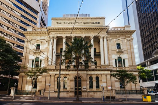 BRISBANE, AUSTRALIA - JULY 29, 2023: The University of Queensland building on Queen St in the centre of Brisbane in Queensland, Australia