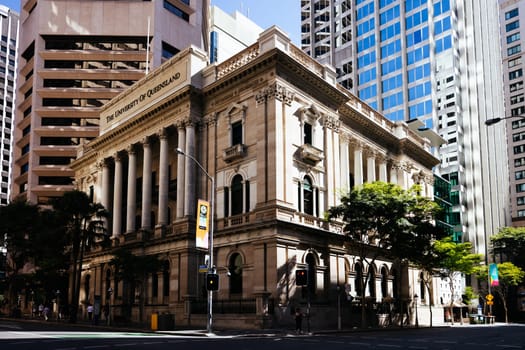 BRISBANE, AUSTRALIA - JULY 29, 2023: The University of Queensland building on Queen St in the centre of Brisbane in Queensland, Australia