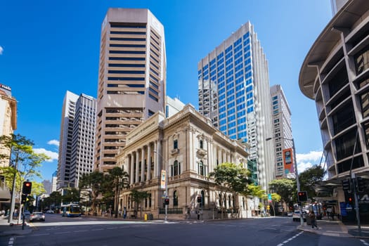 BRISBANE, AUSTRALIA - JULY 29, 2023: The University of Queensland building on Queen St in the centre of Brisbane in Queensland, Australia