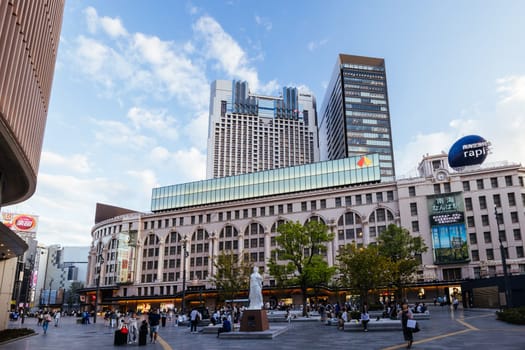 OSAKA, JAPAN - SEPTEMBER 26 2024: Namba Station at dusk, run by the Nankai Electric Company in Chuo, Osaka, Japan