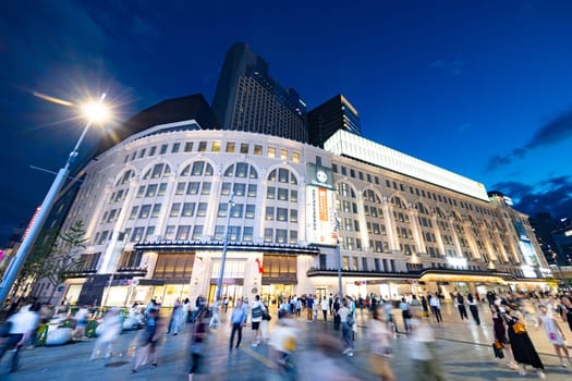 OSAKA, JAPAN - SEPTEMBER 26 2024: Namba Station at dusk, run by the Nankai Electric Company in Chuo, Osaka, Japan