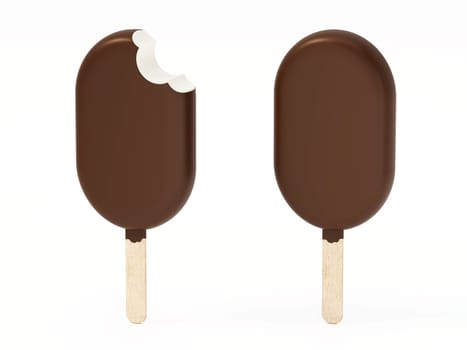 Stick ice cream isolated on white background. 3D illustration.