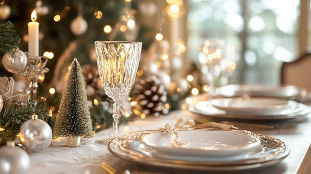 Country manor decorated for Christmas, Merry Christmas holiday idea