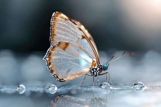 Fantasy butterfly: shimmering wings, diamond-encrusted design, golden embellishments, floral elegance, glowing accents, metallic glow, gemstone allure, ethereal beauty, intricate magical detailing