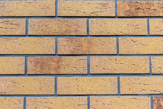 Close-up of a brick-shaped ceramic tile wall, texture or background, for further graphic work