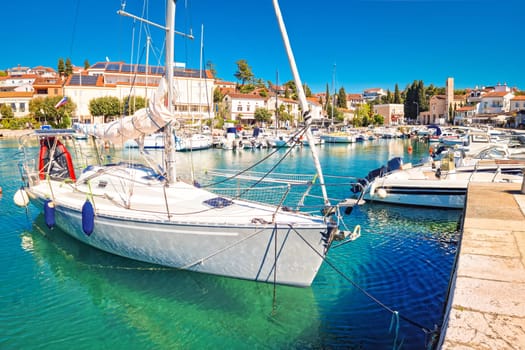 Town of Malinska harbor and waterfront view, Krk island in Croatia