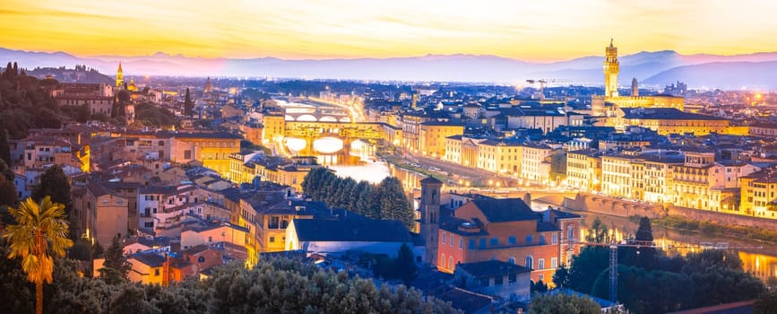 Florence cityscape panoramic evening view, Tuscany region of Italy