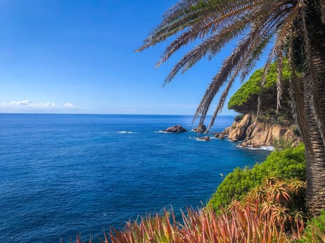 View to the sea from the botanical garden Marimurtra, Blanes, Catalonia. High quality photo