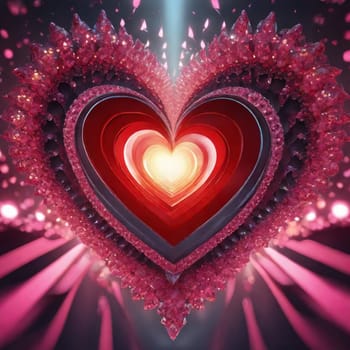 girl holding pink heart, neon club lighting, valentine's day. High quality illustration