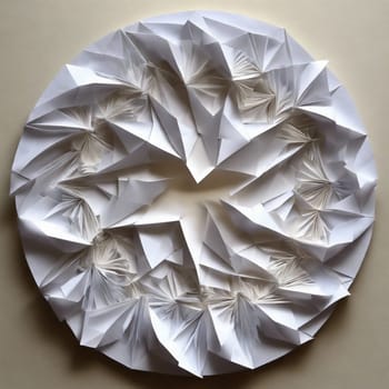 Circle white origami snow art abstract. High quality photo