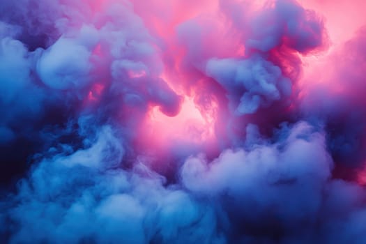 Atmospheric image of smoke plumes in neon light.