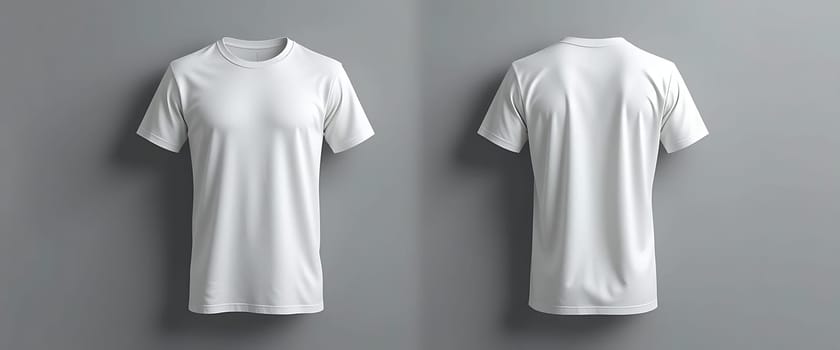 Two pristine white shirts, untouched, stand in silent unity against a muted backdrop. Their crisp, pure essence whispers of new beginnings, a blank canvas awaiting life's stories. The soft folds hint at gentle touches, evoking a sense of calm and anticipation.