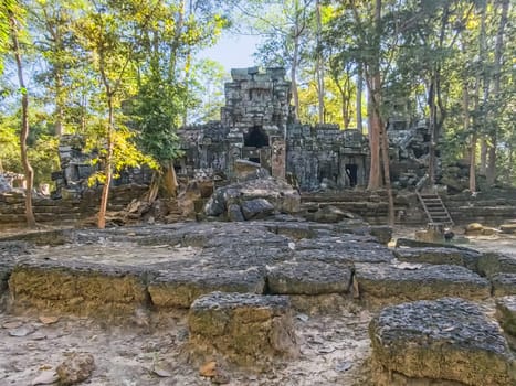 Ruin of ancient Ta Nei Wat temple in Angkor, Cambodia
