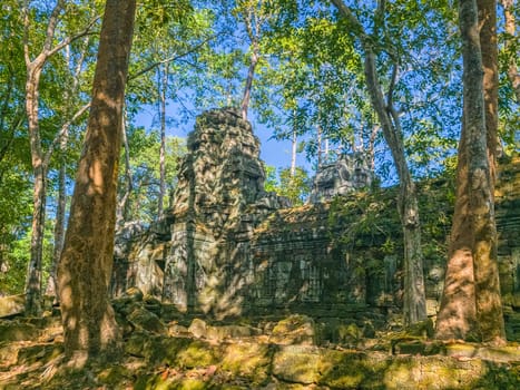 Ruin of ancient Ta Nei Wat temple in Angkor, Cambodia