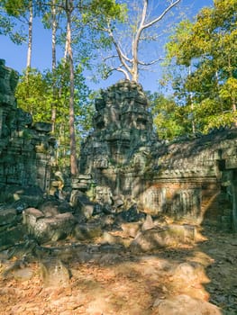 Ruin of ancient Ta Nei Wat temple in Angkor, Cambodia