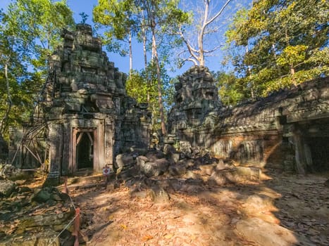 Ruin of ancient Ta Nei Wat temple in Angkor, Cambodia