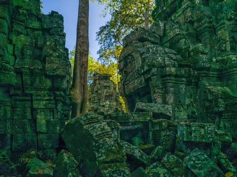Ruin of ancient Ta Nei Wat temple in Angkor, Cambodia