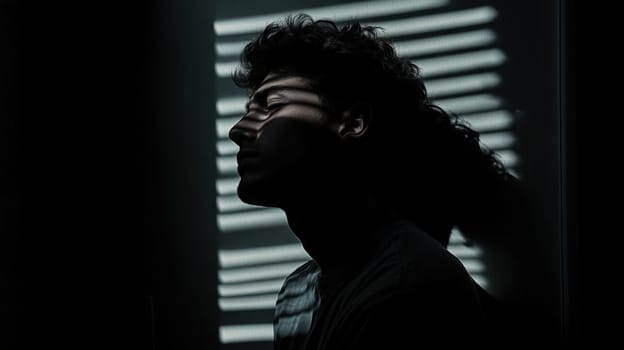 Surreal image of a man composed of darkness, edges blending with the shadows