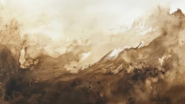Abstract brown watercolor background. Dry brush