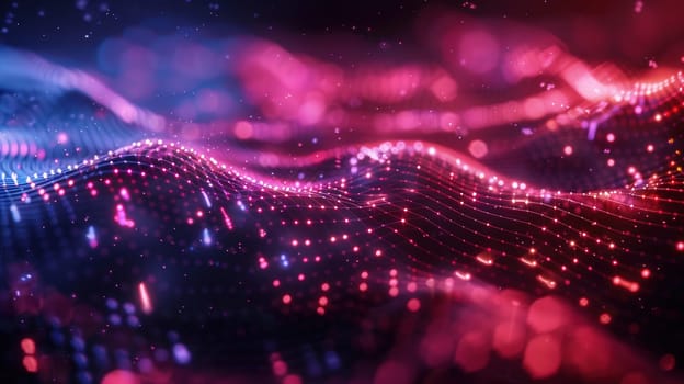 Digital cyberspace with particles and digital data network connections