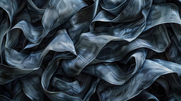 Close-up shot of tangled fabric with numerous knots
