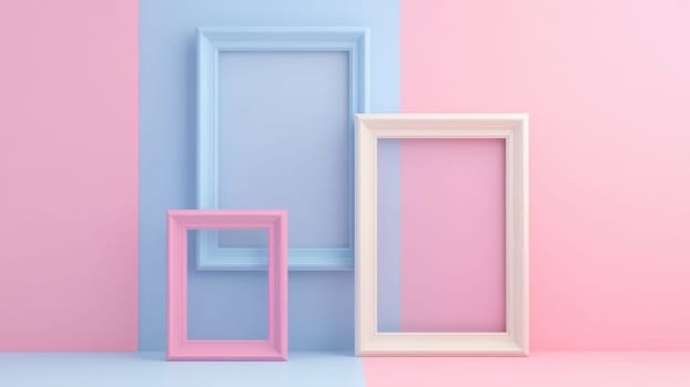 Simple 3d mockup with frames in pastel